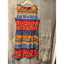 Sag Harbor Floral Print Dress Sleeveless Colorful Vintage Style Size 10