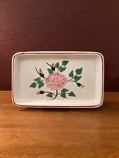 Vintage Strangl Pottery Wild Rose Pattern Rectangular  13 Inch Serving Plate