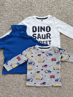 Shirts Set Gr.98/104 Pusblu Lupilu Dino Baufahrzeuge Bagger Betonmischer Kipper