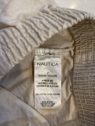Nautica Boys Suit Set Vest & Pants Size 7 Tan Dressy Outfit 2 Piece Linen Look - Picture 9 of 10