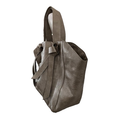 by Anthropologie Mujer Imitación Cuero Bolso Detalle Lazo Bolso de Mano Cuero Vegano Taupe - Imagen 4 de 8