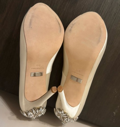 Badgley Mischka 9 Kiara Embellished Peep-Toe Evening Pumps Wedding Ivory - Picture 8 of 10