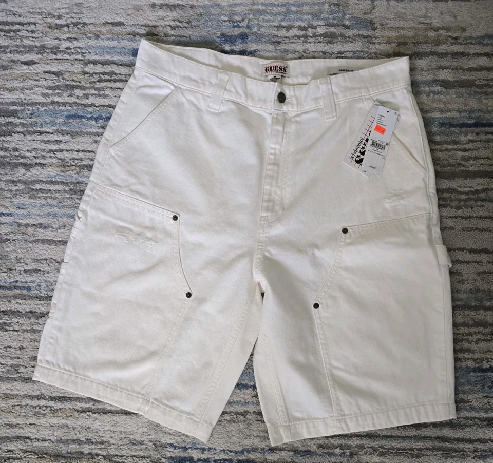 GUESS ORIGINALS Carpenter Short White Sz 36 - Image 2 of 4