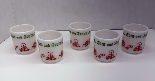 Vtg MCM Tom and Jerry Glass Egg Nog Set of 5 Cups - Picture 5 of 9