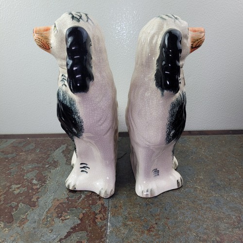 Staffordshire Porcelain Figurines Pair 12" England Spaniel Dogs - Picture 14 of 24
