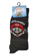 Super Mario Black Crew Socks 1985 Shoe Size 6.5-12 One Pair Polyester