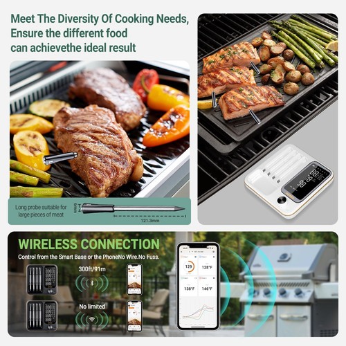 Inkbird Termómetro de Carne Verdaderamente Inalámbrico 4 Sondas WiFi Barbacoa Cocina Asador Horno - Imagen 13 de 13