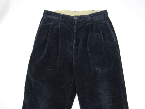 Brooks Brothers Corduroy Pants Mens 33 x 31 Navy Wide Wale Pleated Cuffed Vtg - Picture 2 of 15