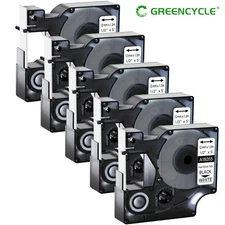 Greencycle 5PK 18055 Heat-Shrink Tube Label Tape for DYMO Rhino 12mm 1/2" 4.92ft