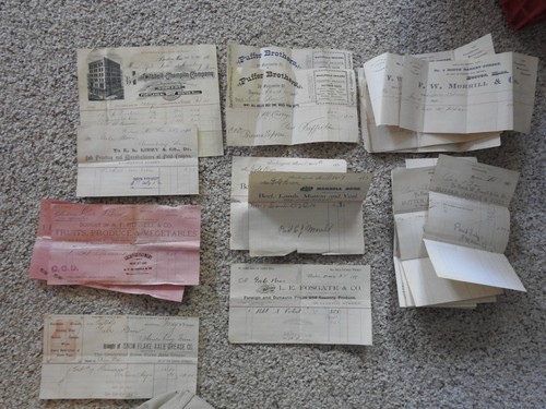 Riesiges Set Billheads Geschäft Newburyport Amesbury MA Eugene Gale Bartlett Lebensmittelhändler - Bild 6 von 12