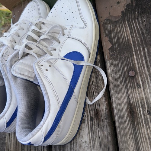 Nike Dunk Low Retro Shoes White Hyper Royal Blue DV0831-104 Mens Size 13 Used - Picture 7 of 9