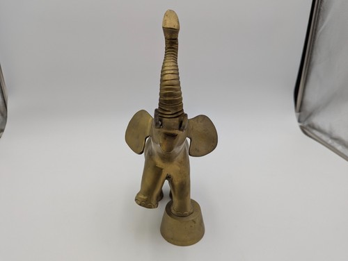Estatuilla de elefante de latón vintage tronco en tambor 2,13 lb 11 1/2" x 7" x 5" - Imagen 5 de 10