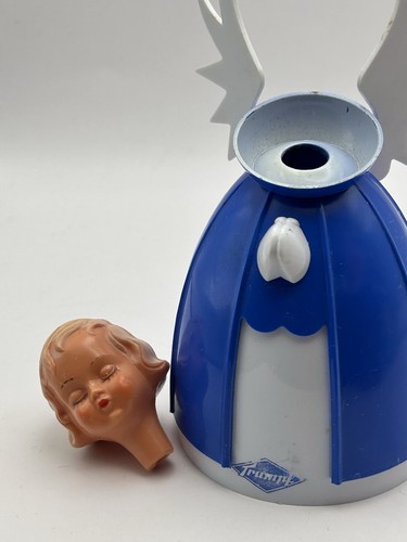 Contenedor de caramelos Angel vintage Trumpf chocolate Alemania plástico azul - Imagen 4 de 5