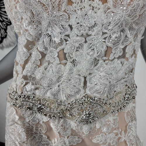NWT~$1650~SOPHIA TOLLI~12/14~NUDE/WHITE SEQUIN RHINESTONE BEADED WEDDING DRESS - Picture 10 of 24