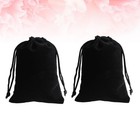  2pcs Drawstring Bag Black Storage Pouches Cloth Bags Gift Bags for Jewelry Gift