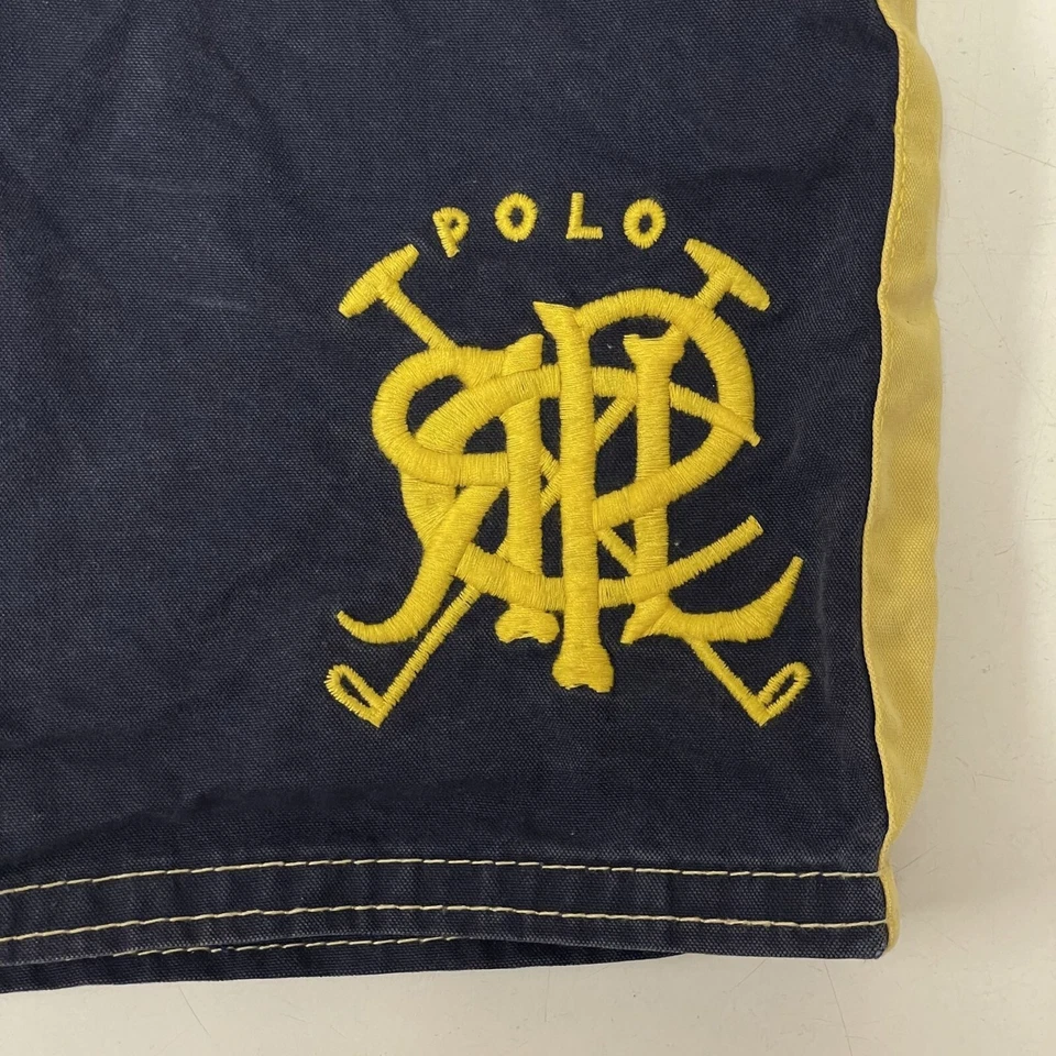 De Colección Ralph Lauren Para Hombre Azul Amarillo Bañador Polo Logo Playa Surf Board Shorts Foto 3 de 4