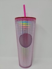 Starbucks 2023 Iridescent Pink Silver ‘Bubblegum Grid’ 24oz Cold Cup Tumbler