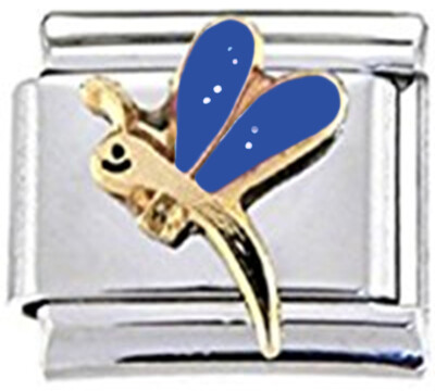 fits 9mm classic Italian charms Bird gold coloured enamel Italian Charm