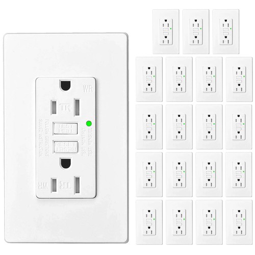 GREENCYCLE 20PK GFCI Outlet 15 Amp, GFCI Plug with LED Indicator, Indoor Outdoor
