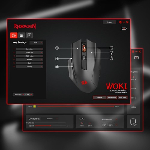 Redragon M994 26000 DPI Wired/Wireless Gaming Mouse w/ 3-Mode Connection PC/Mac - Picture 8 of 8