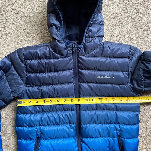 Eddie Bauer Jacket Kids Medium *Flaw* Full Zip Reversible Puffer Hood Down Fill - Picture 7 of 12