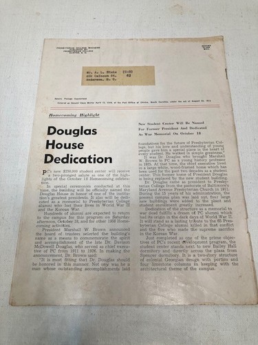 Presbyterian College Magazine Summer, 1958 War Time Leader Speaker - Bild 2 von 5