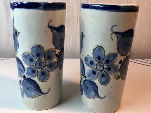 Tonala Mexican Pottery Tumblers/Drinking Glasses - Set of 2 - Picture 2 of 7