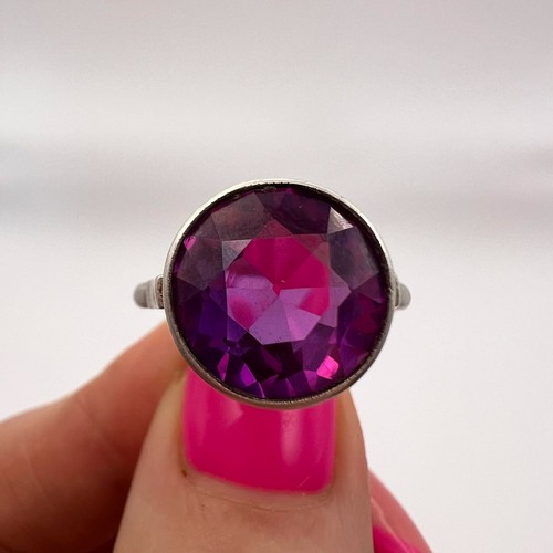 Vintage USSR Sterling Silver 875 Women's Jewelry Ring Pink Topaz Size 9 - Bild 2 von 8