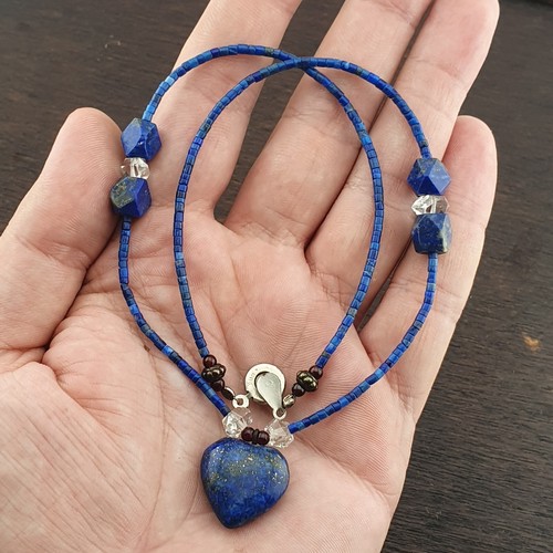 Lapis Lazuli With Diamond Quartz Jewelry Necklace Handmade Necklace - Picture 4 of 12