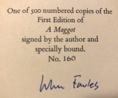 John Fowles SIGNED - A Maggot - 1985 London Limited Editions 160/500 - Imagen 6 de 9
