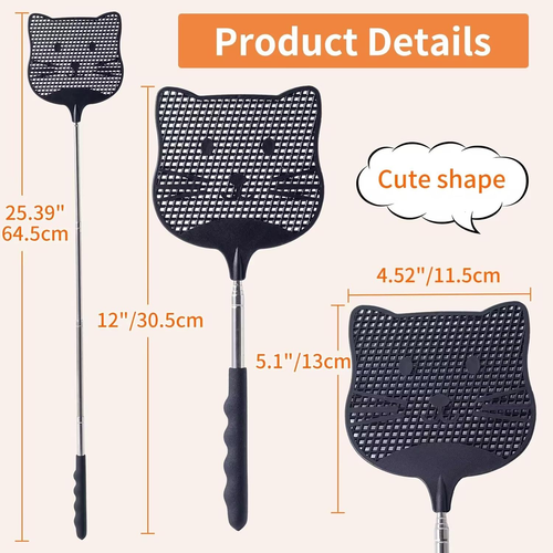 2 Pack Extendable Fly Swatter, 25 Inch Long Handle Flyswatters, Plastic Heavy Du - Picture 2 of 12