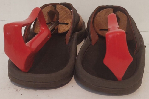 Olukai Hokua Men’s Sandals Java Brown Size 13 Leather Flip Flop Beach 10161-4848 - Picture 3 of 8