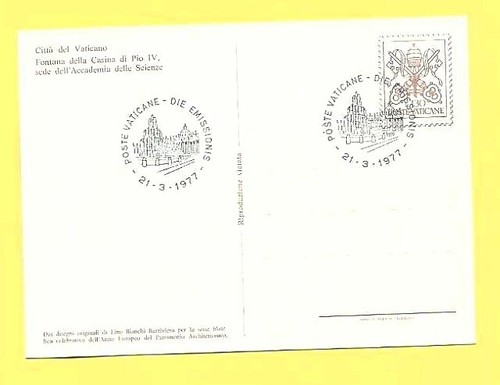 1977- CITTA' DEL VATICANO SEI VEDUTE DI ARCHITETTURE E FONTANE ANNULLATE. - Foto 5 di 13