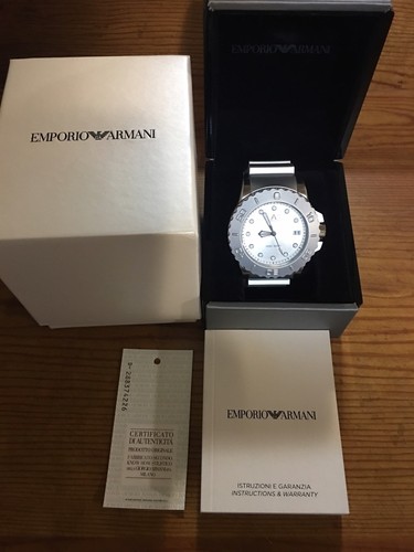 NEU Emporio Armani Herren Sportivo AR6085 Silberharz Quarz Silikon Uhr - Bild 3 von 8