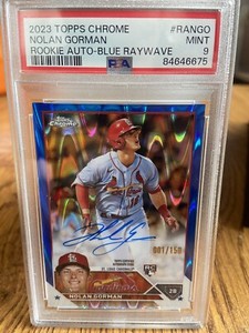 2023 Topps Chrome Nolan Gorman Blue Raywave Refractor RC 1 Auto SP # /150 (SSP)