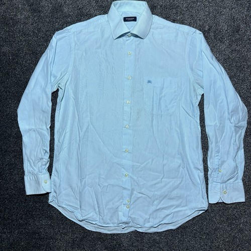 Burberry Mens Medium Light Blue Formal Dress Shirt Full Button