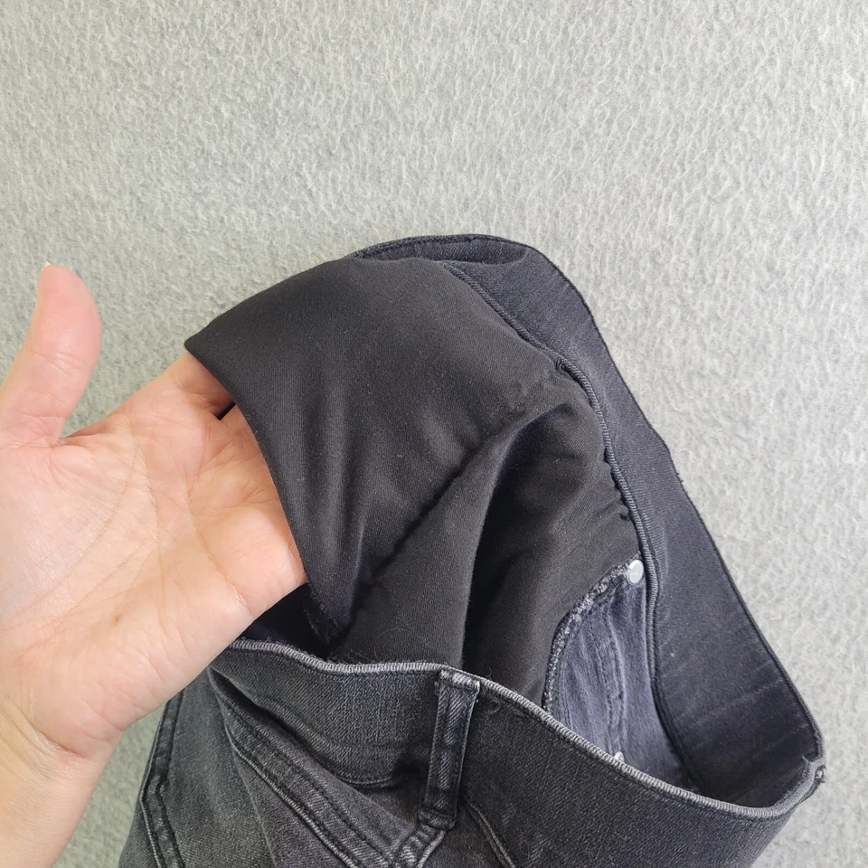 Spanx Jeans Womens SP Black Straight Leg Mid Rise Pull On Slimming Whiskered - Image 3 of 4