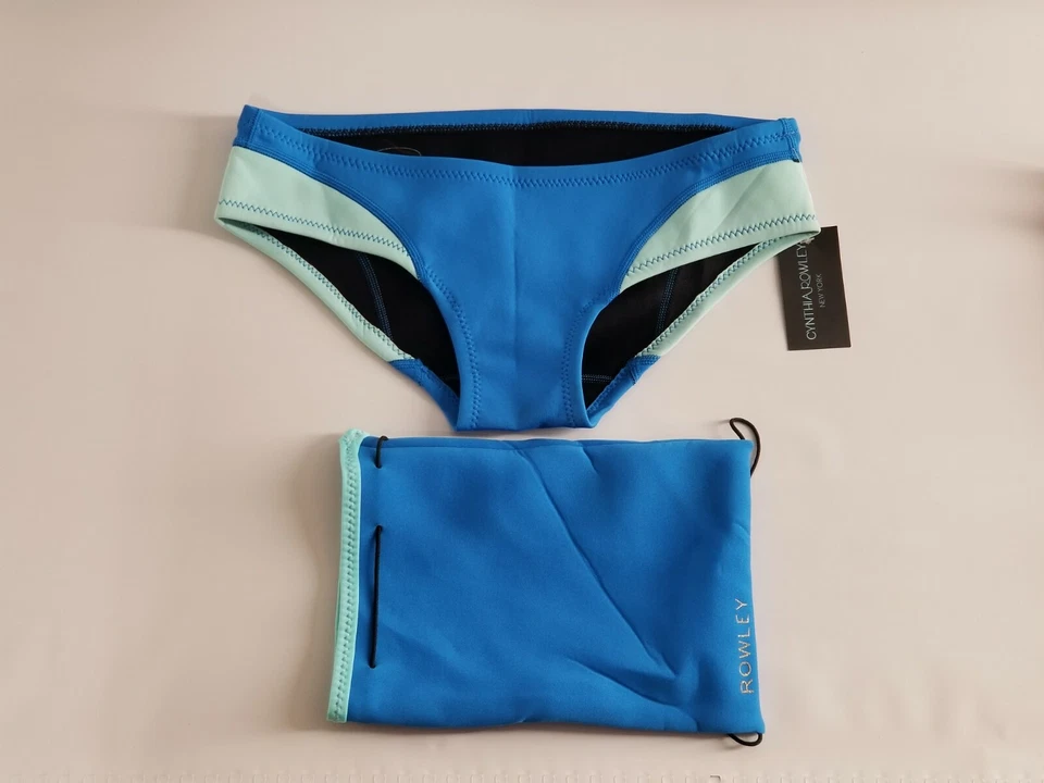 Parte inferior de bikini Cynthia Rowley Colorblock, talla pequeña azul Foto 3 de 4
