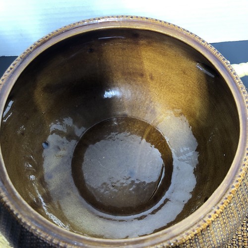 Terrine Set Vintage 1982 Sitz Keramik Leinwand Textur mit Seil Detail und Kadel - Bild 4 von 10