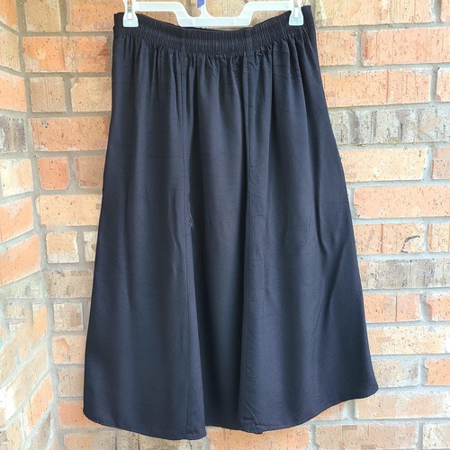 Maxi falda vintage para mujer línea A corbata frontal cintura elástica negra talla 14 - Imagen 6 de 8