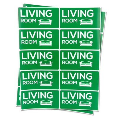 LIVING ROOM Home & Apartment Moving Stickers Moving Box Labels (2