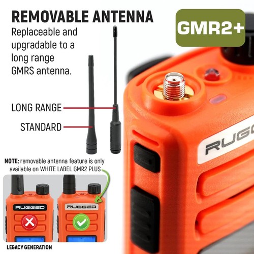 Rugged GMR2 GMRS/FRS Handheld Radio - Safety Orange - Picture 5 of 11
