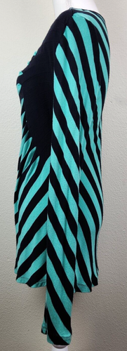 Green Black 80's Long Sleeve Cotton Spandex Mini Dress Top 1980's Unbranded - Picture 5 of 12