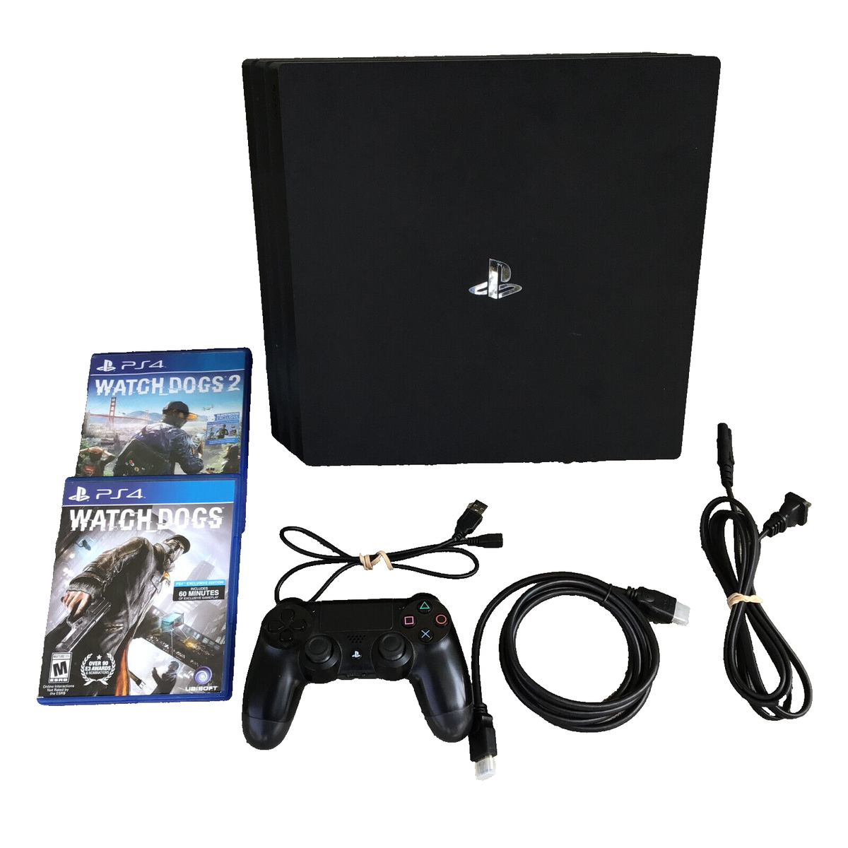 PS4 Sony PlayStation 4 Pro 1TB w/ Watchdog 1 & 2, Cords, and