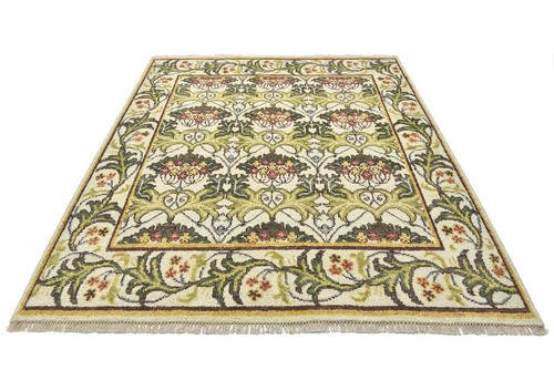 Ivory William Morris Inspired Hand-Knotted Wool Area Rug - Picture 41 of 51