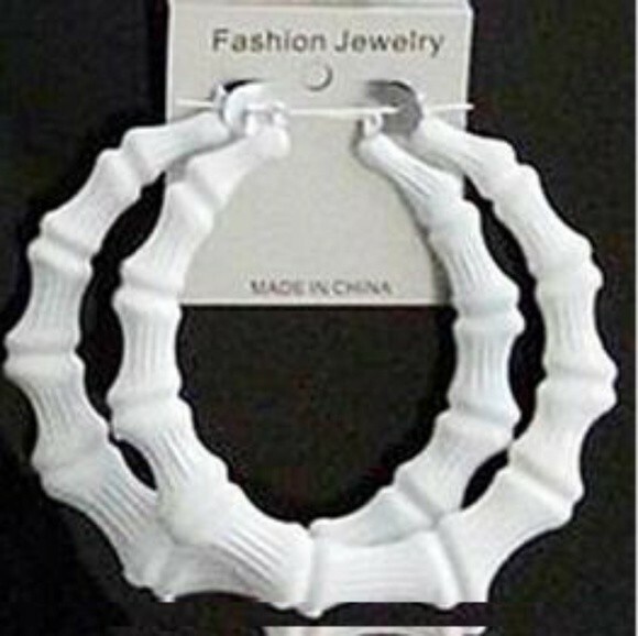 Large White Bamboo Enamel Textured 3.5 Inch Fashion Cas Large White Bamboo Enamel Textured 3.5 Inch Fashion Cas