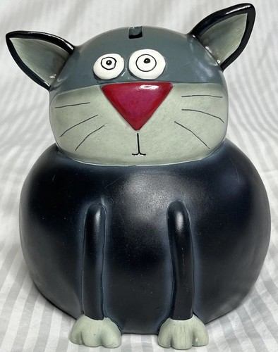 Allen Designs Studio Alley Katzenbank schwarz grau rote Nase 6" hoch EUC - Bild 3 von 16