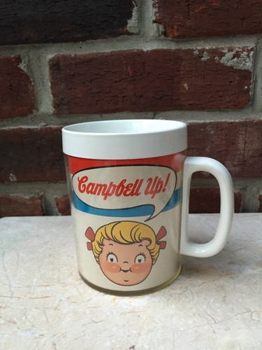 West Bend CAMPBELL UP Blanco Plástico Retro Vintage Taza Sopa Niña Niño