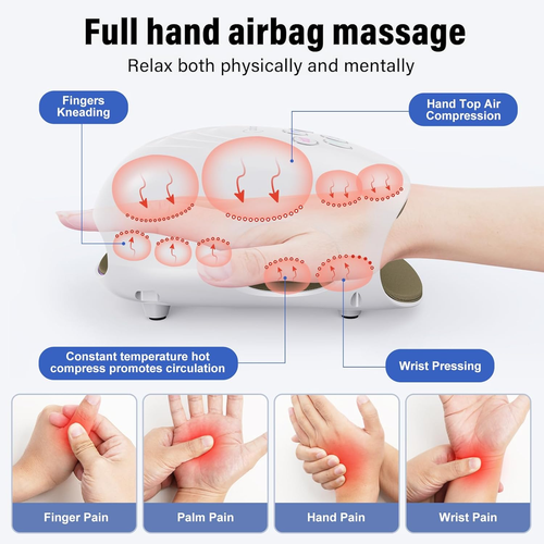 Hand Massager with Heat, Cordless Hand Massager Machine with Compression for Art - Picture 4 of 9