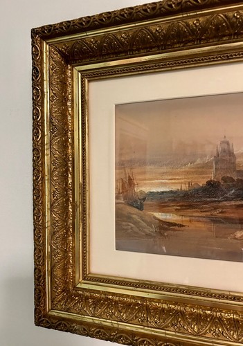 19th Cty. British School, Bristol England Watercolor Painting Boat Scene 1844 - Picture 7 of 10